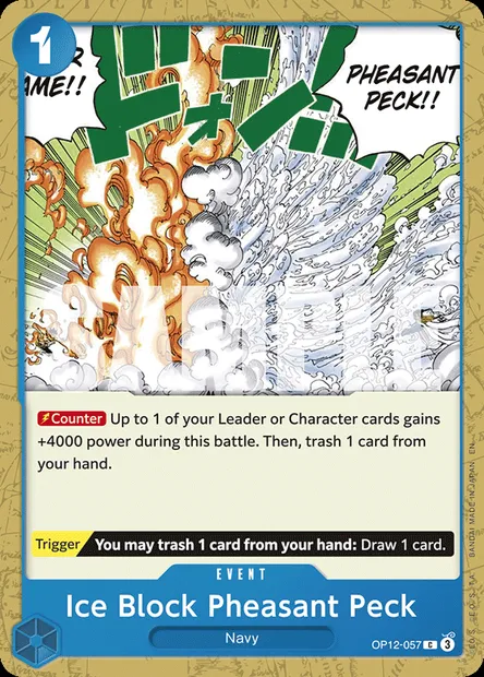 Ice Block Pheasant Peck, One Piece card OP12-057 — LEGACY OF THE MASTER set