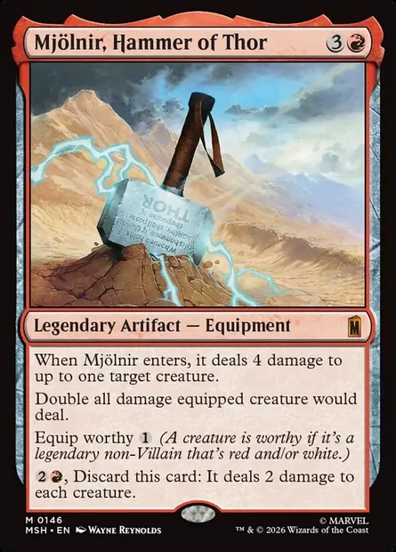 Mjölnir, Hammer of Thor, Magic card MSH 146 — Marvel Super Heroes set