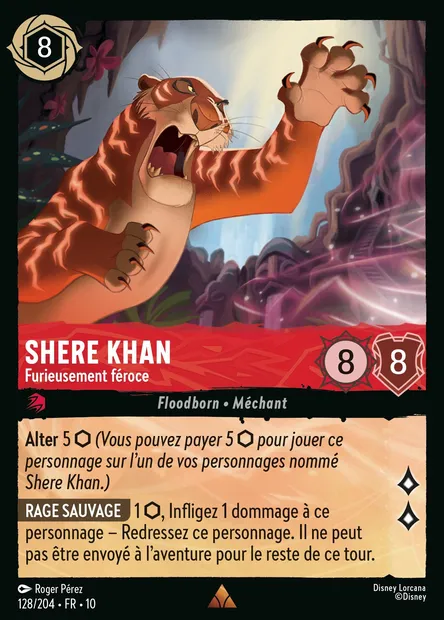 Shere Khan - Furieusement féroce, carte Disney Lorcana CH10-128 — extension Lueurs dans les Profondeurs