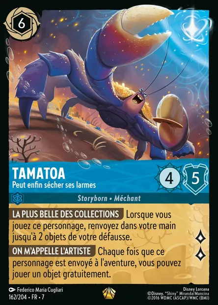 Tamatoa - Peut enfin sécher ses larmes, carte Disney Lorcana CH7-162 — extension L'île d'Archazia