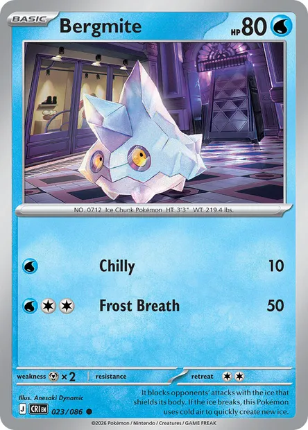 Bergmite, Pokémon card CRI 023 — Chaos Rising set