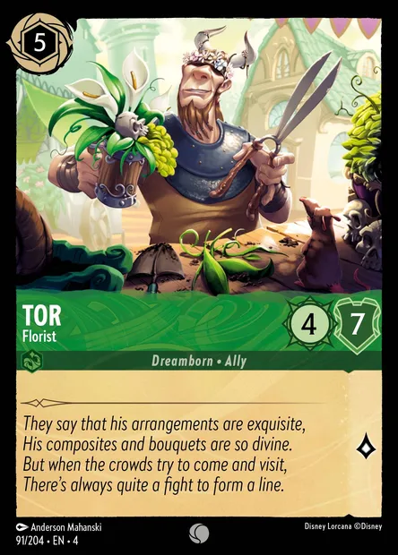Tor - Florist, Disney Lorcana card CH4-091 — Ursula's Return set