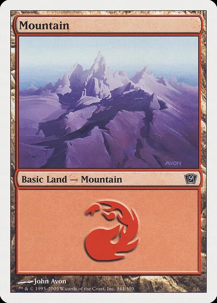 Mountain, Magic card 9ED 344 — Ninth Edition set
