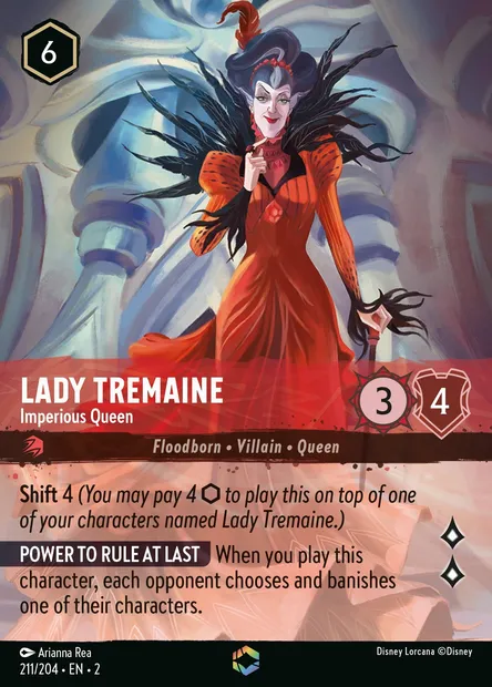 Lady Tremaine - Imperious Queen, Disney Lorcana card CH2-211 — Rise of the Floodborn set