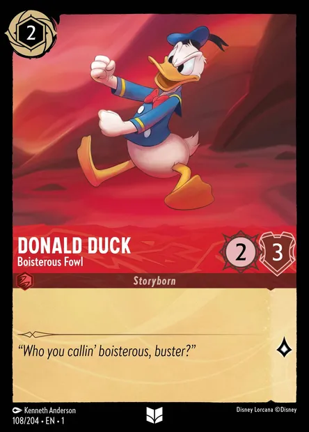 Donald Duck - Boisterous Fowl, Disney Lorcana card CH1-108 — The First Chapter set