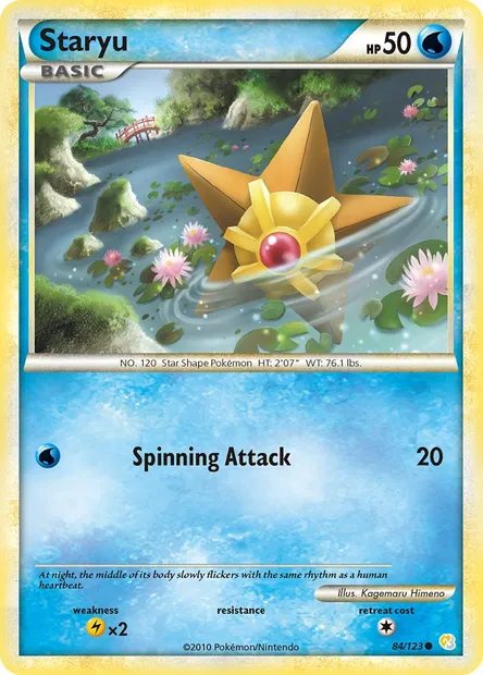 Staryu, Pokémon card HS 84 — HeartGold SoulSilver set