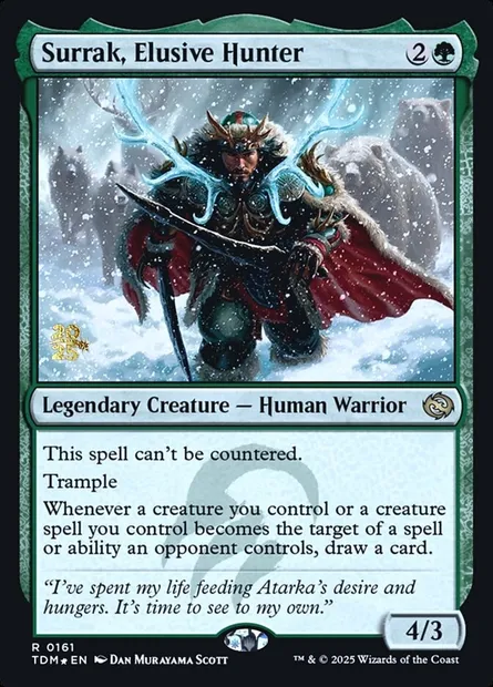 Surrak, Elusive Hunter, Magic card PTDM 161s — Tarkir: Dragonstorm Promos set