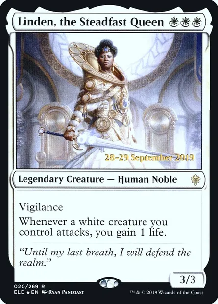 Linden, reine implacable, carte Magic PELD 20s — extension Throne of Eldraine Promos