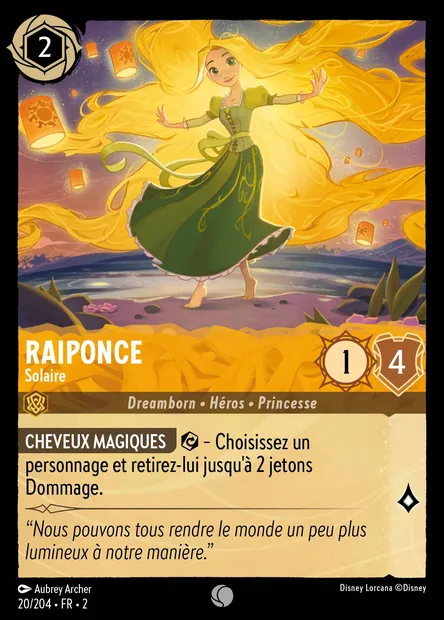 Raiponce - Solaire, carte Disney Lorcana CH2-020 — extension L'Ascension des Floodborn
