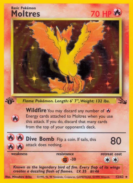 Moltres, Pokémon card FO 12 — Fossil set