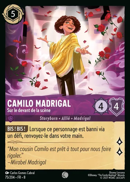 Camilo Madrigal - Sur le devant de la scène, carte Disney Lorcana CH8-075 — extension Le Règne de Jafar