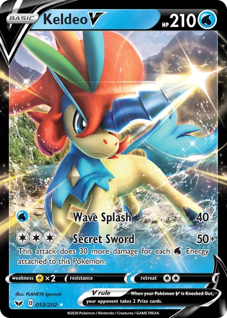 Keldeo V, Pokémon card SSH 53 — Sword & Shield set