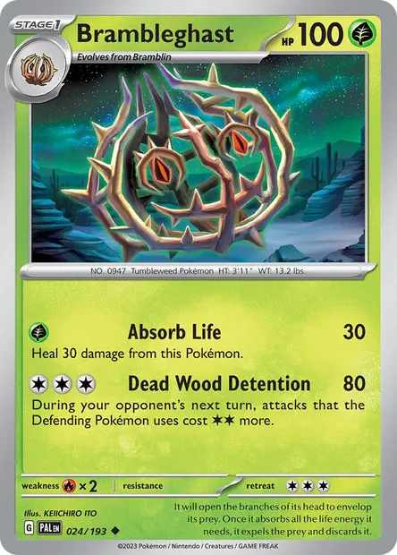 Brambleghast, Pokémon card PAL 024 — Paldea Evolved set