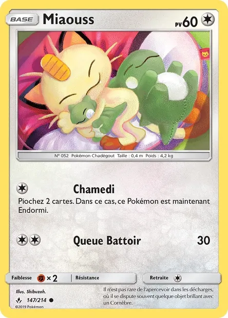 Miaouss, carte Pokémon UNB 147 — extension Alliance Infaillible
