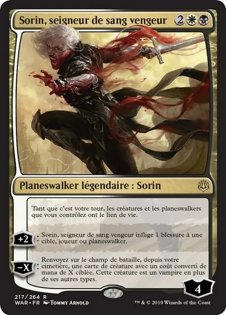 Sorin, seigneur de sang vengeur, carte Magic WAR 217 — extension La guerre des Planeswalkers