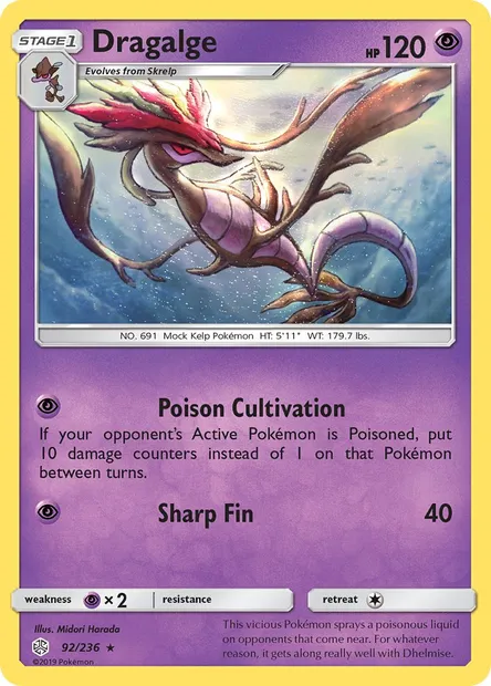 Dragalge, Pokémon card CEC 92 — Cosmic Eclipse set