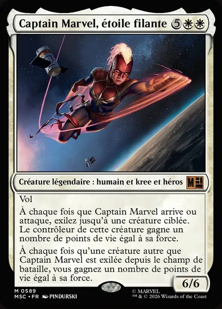 Captain Marvel, étoile filante, carte Magic MSC 589 — extension Marvel Super Heroes Commander