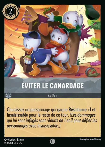 Éviter le canardage, carte Disney Lorcana CH5-198 — extension Ciel Scintillant