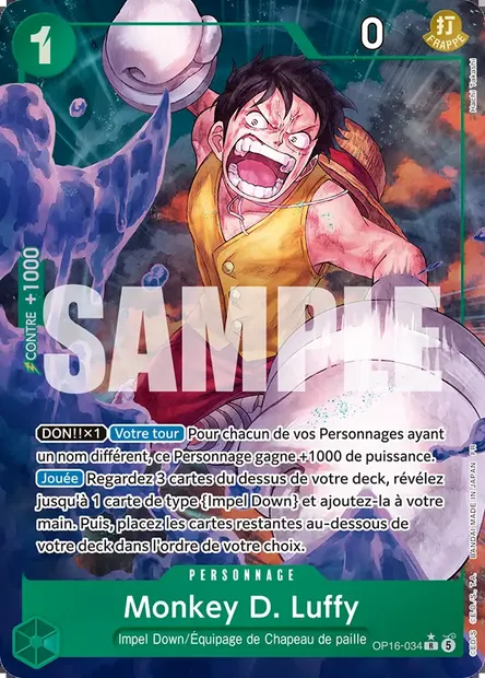 Monkey D. Luffy, carte One Piece OP16-034 — extension L'HEURE DE LA BATAILLE DÉCISIVE