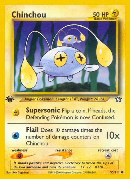Chinchou, Pokémon card NG 55 — Neo Genesis set