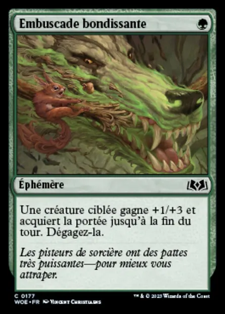 Embuscade bondissante, carte Magic WOE 177 — extension Wilds of Eldraine