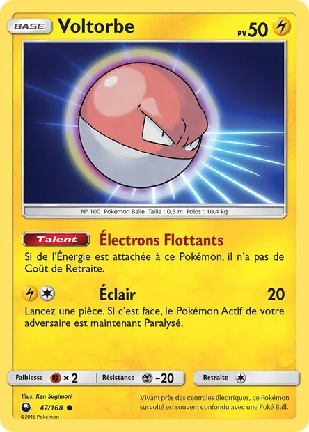 Voltorbe, carte Pokémon CES 47 — extension Tempête Céleste