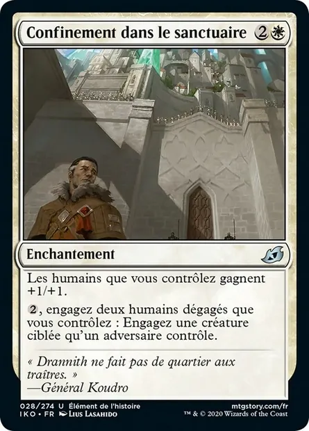 Confinement dans le sanctuaire, carte Magic IKO 28 — extension Ikoria: Lair of Behemoths