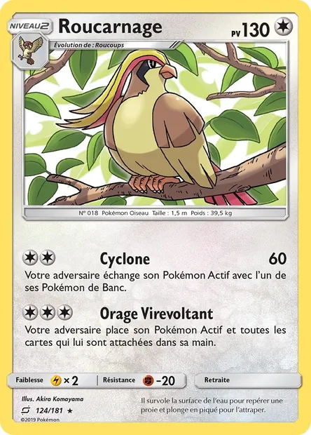 Roucarnage, carte Pokémon TEU 124 — extension Duo de Choc