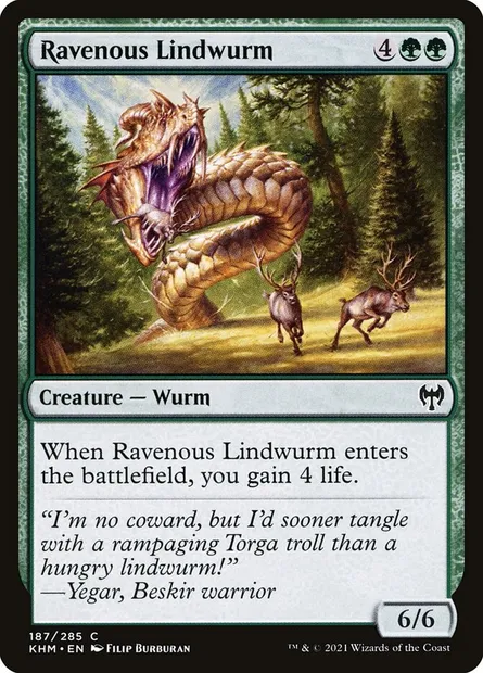 Ravenous Lindwurm, Magic card KHM 187 — Kaldheim set