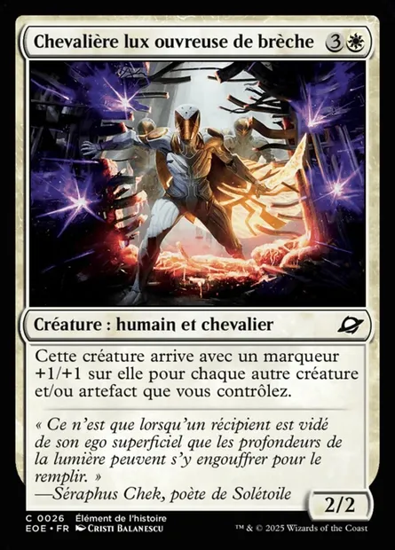 Chevalière lux ouvreuse de brèche, carte Magic EOE 26 — extension Edge of Eternities