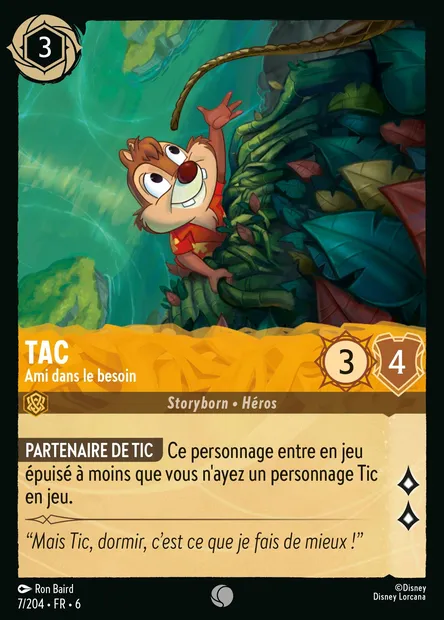 Tac - Ami dans le besoin, carte Disney Lorcana CH6-007 — extension La Mer Azurite
