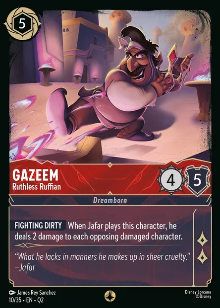 Gazeem - Ruthless Ruffian, Disney Lorcana card Q2-010 — Illumineer's Quest: Palace Heist set