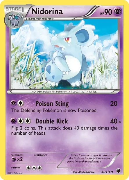 Nidorina, Pokémon card PLF 41 — Plasma Freeze set