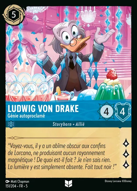 Ludwig von Drake - Génie autoproclamé, carte Disney Lorcana CH5-151 — extension Ciel Scintillant