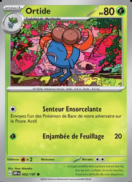 Ortide, carte Pokémon OBF 002 — extension Flammes Obsidiennes