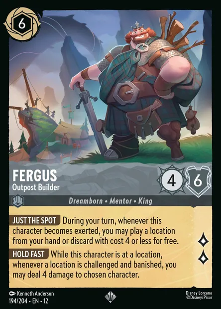 Fergus - Outpost Builder, Disney Lorcana card CH12-194 — Wilds Unknown set