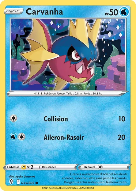 Carvanha, carte Pokémon EVS 35 — extension Évolution Céleste