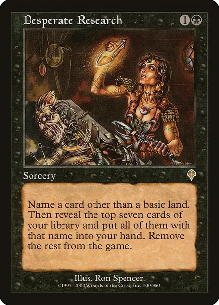 Desperate Research, Magic card INV 100 — Invasion set