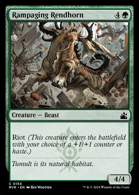 Rampaging Rendhorn, Magic card RVR 154 — Ravnica Remastered set