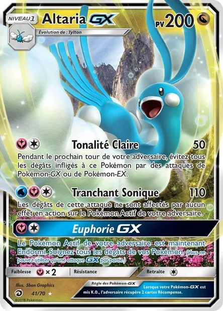 Altaria GX, carte Pokémon DRM 41 — extension Majesté Des Dragons