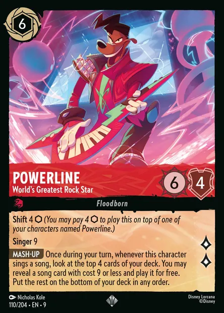 Powerline - World's Greatest Rock Star, Disney Lorcana card CH9-110 — Fabled set