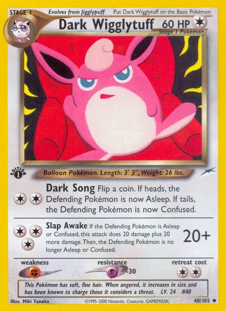 Dark Wigglytuff, Pokémon card NDE 40 — Neo Destiny set