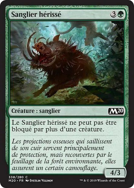 Sanglier hérissé, carte Magic M20 338 — extension Core Set 2020