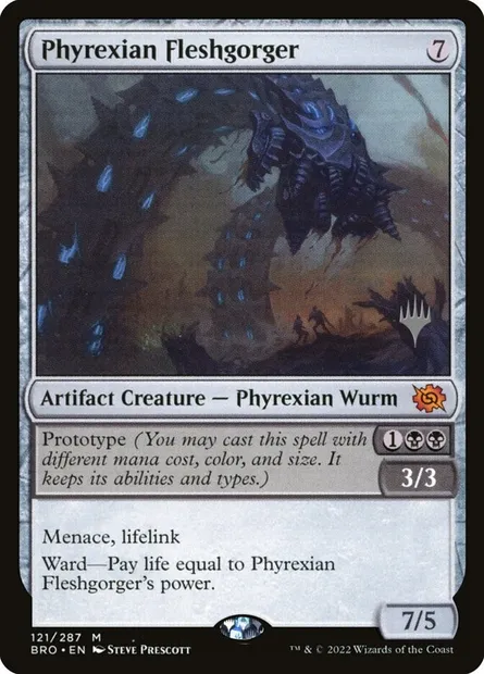 Phyrexian Fleshgorger, Magic card PBRO 121p — The Brothers' War Promos set