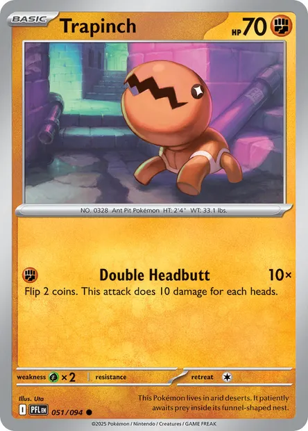 Trapinch, Pokémon card PFL 051 — Phantasmal Flames set
