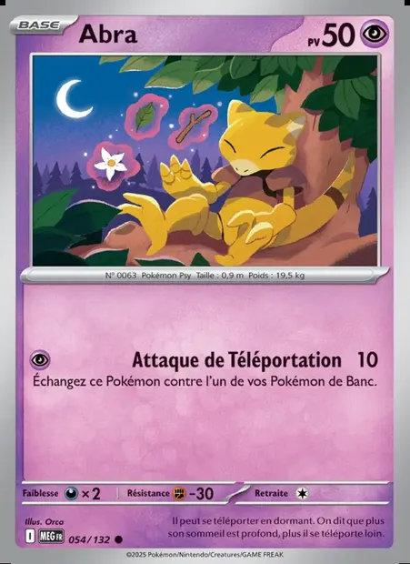 Abra, carte Pokémon MEG 054 — extension Méga-Évolution