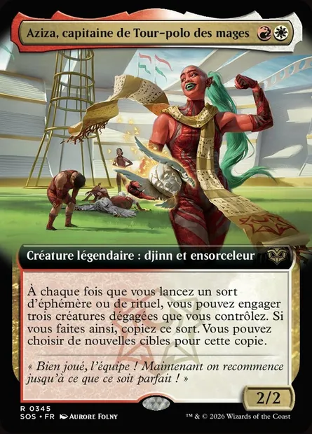 Aziza, capitaine de Tour-polo des mages, carte Magic SOS 345 — extension Secrets of Strixhaven