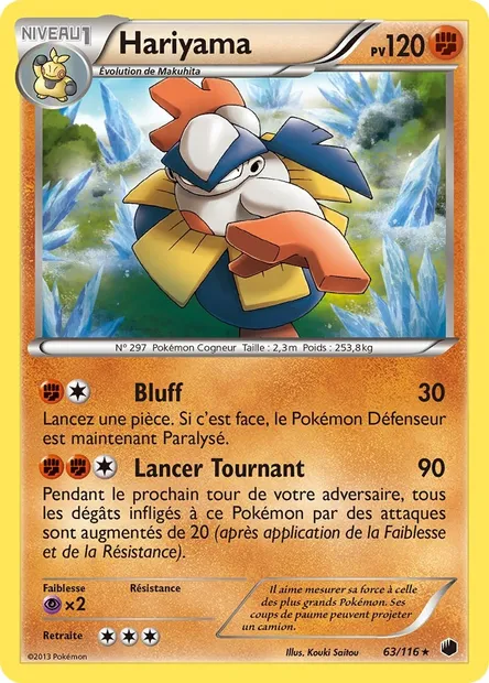 Hariyama, carte Pokémon PLF 63 — extension Glaciation Plasma