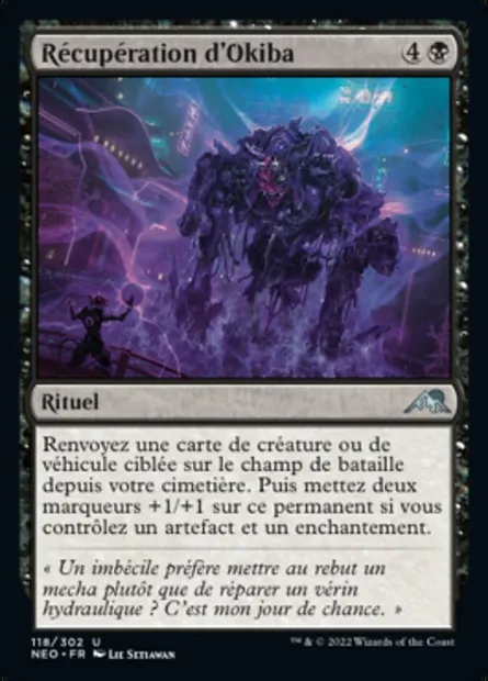 Récupération d'Okiba, carte Magic NEO 118 — extension Kamigawa: La Dynastie Néon