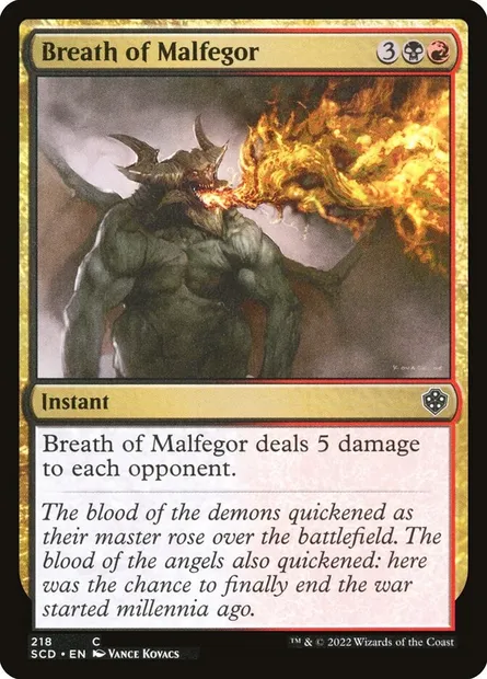 Breath of Malfegor, Magic card SCD 218 — Starter Commander Decks set